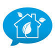 Etiqueta tipo app azul comentario simbolo hogar ecologico