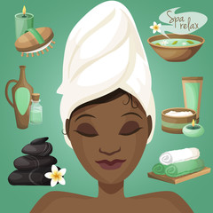 Wall Mural - Black woman in spa