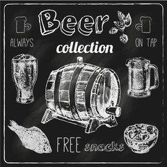 Sticker - Beer icons blackboard set