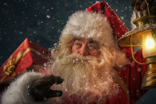 Santa Claus Holding Sack With Gifts