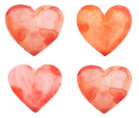 Wall Mural - hand draw watercolor aquarelle art paint love red heart with