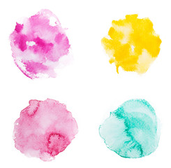 Abstract watercolor aquarelle hand drawn colorful shapes art