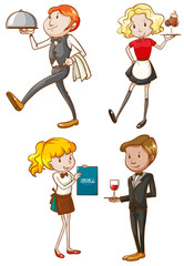 Poster - Simple sketches of the waiters and waitresses