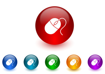 Poster - mouse internet icons colorful set