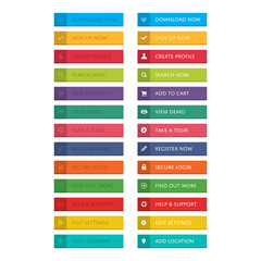Wall Mural - flat web button set with icons