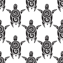 Poster - Turtles.  Seamless Vector pattern.