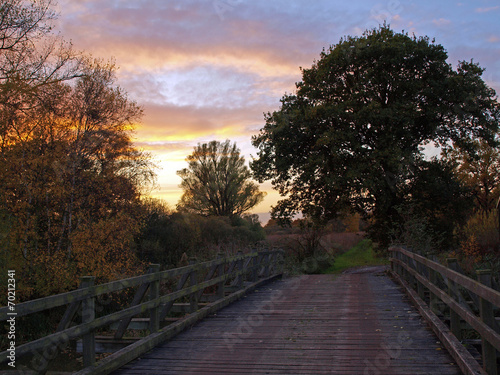 Cuadros en Lienzo Autumn sunset on the Great Fen Project.