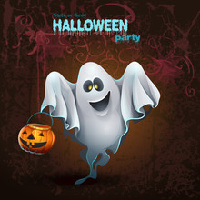 Halloween Card With A Cute Ghostr