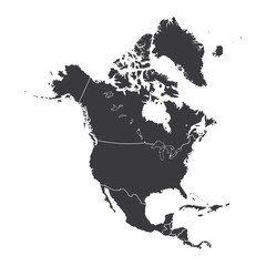 Wall Mural - Outline on clean background of the continent of North America