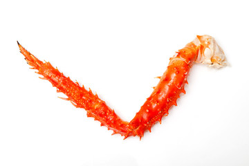 Wall Mural - Peruvian King crab leg isolated on a white studio background.