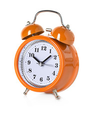 Wall Mural - orange bell clock, alarm clock isolated on white background