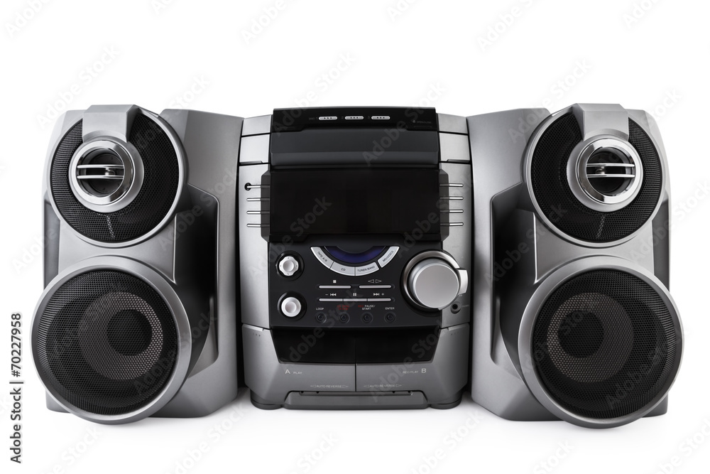 Compact stereo system cd and cassette player isolated with clipp - obrazy, fototapety, plakaty 