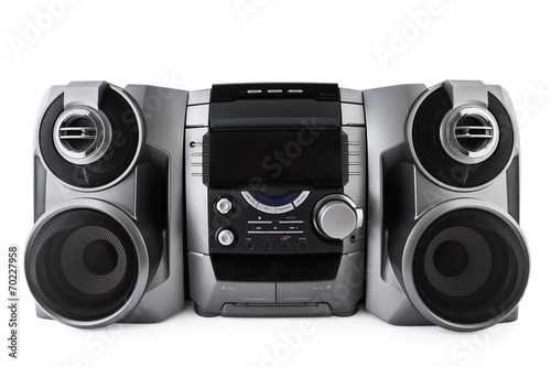 Cuadros en Lienzo Compacto sistema estéreo de CD y reproductor de cassette aislada con clipp
