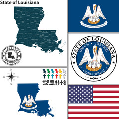 Wall Mural - Map of state Louisiana, USA
