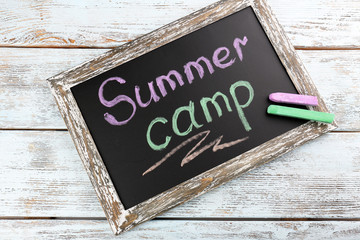 Wall Mural - text summer camp written with chalk