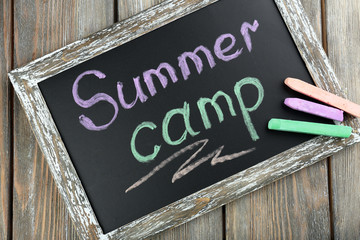 Wall Mural - text summer camp written with chalk