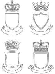 Wall Mural - shield, banner, and crown set