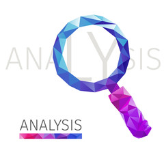 Aufkleber - Creative concept of the magnifier. Colorful polygons, vector
