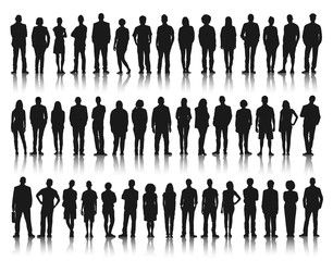 silhouette group of people standing