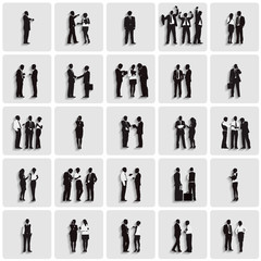 Canvas Print - Silhouettes of Business People Working