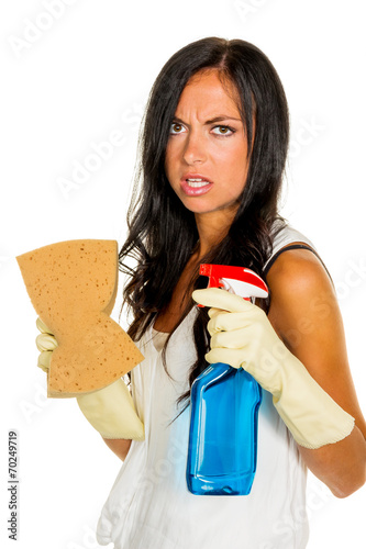 Hausfrau mit Stress beim putzen - kaufen Sie dieses Foto Hausfrau mit Stress beim putzen - kaufen Sie dieses Foto