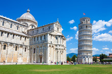 Pisa Tower And Cathedral On Piazza Del Duomo