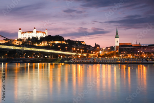 Photo View of the Bratislava castle over the river Danube, Slovakia.