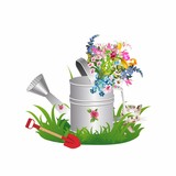 wiosna w konewce do podlewania,