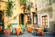 Street Cafe In Taormina