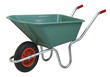 Green wheelbarrow cart isolated on white