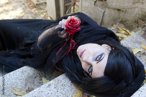 Fotografie, Obraz Halloween Misterious Dressed Gothic Woman