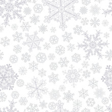 Christmas Seamless Pattern Of Snowflakes, Gray On White