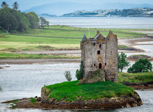 Panoramic View Of Stalker Castle, Highlands, Scotland