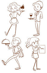 Poster - Simple drawings of waiters and waitresses