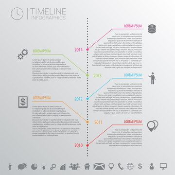Timeline Infographic with icons. Vector design template.