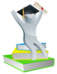 Poster - Graduation person on books