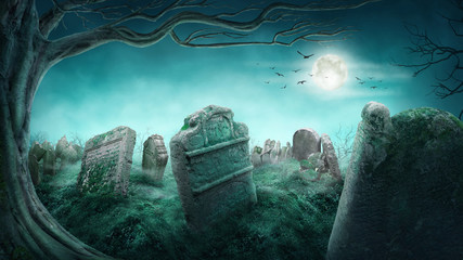 Wall Mural - Spooky old graveyard