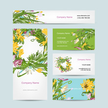 Business Cards Collection, Floral Wreath Design