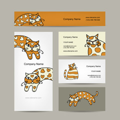 Sticker - Art cats. Business cards design