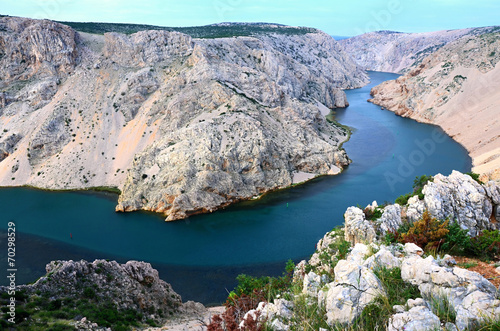 Fotografie, Obraz Canyon Zrmanja in Croatia- blue-green river Croatia