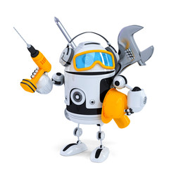 Poster - Construction robot with tools. Isolated. Contains clipping path
