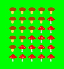 Mushrooms Rating Scale On Green Background