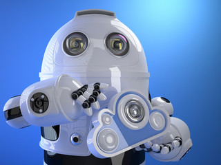 Aufkleber - Robot with cloud in his hand. Cloud computing concept. Technolog