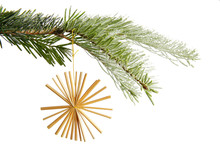 Straw Star On A Christmas Tree