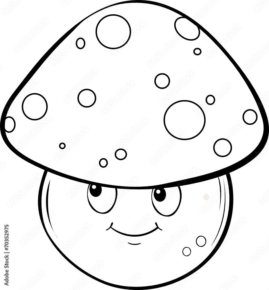  Vector de Stock kleiner Fliegenpilz Ausmalbild 