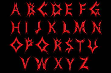 Poster - Acute red letters of the alphabet .