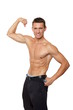 © petrdlouhy - Athlete man shows biceps on isolated background