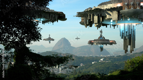 Zdjęcie XXL Statki kosmiczne obcych inwazji na Rio De Janeiro