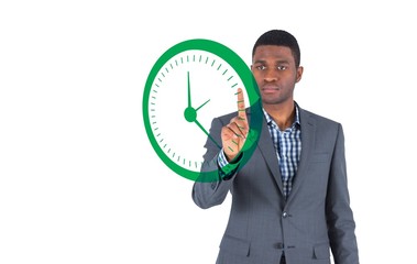 Poster - Composite image of businessman pointing
