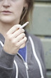 Close Up Of Teenage Girl Smoking Cigarette